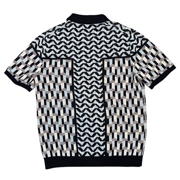 REISS GEOMETRIC PATTERN ZIP UP KNIT POLO SIZE LARGE - Picture 4 of 6